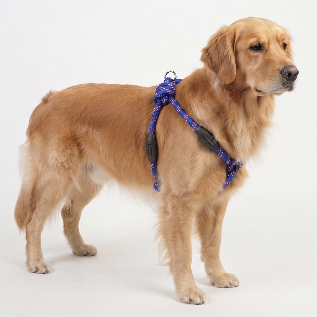 Premium Braided Rope Dog Leash and Harness Set