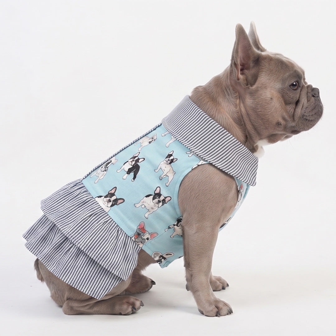 French Bulldog Print Collared Pet Shirt