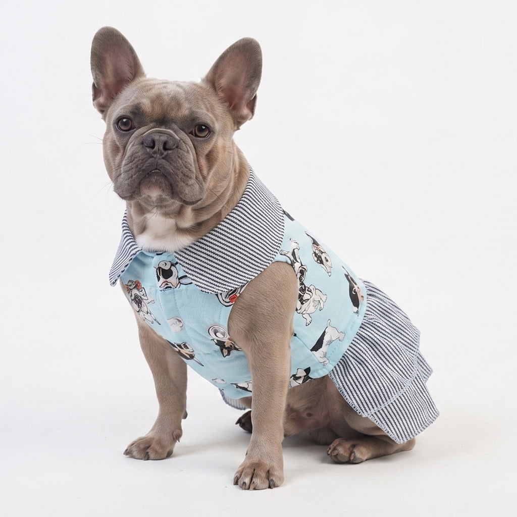 French Bulldog Print Collared Pet Shirt