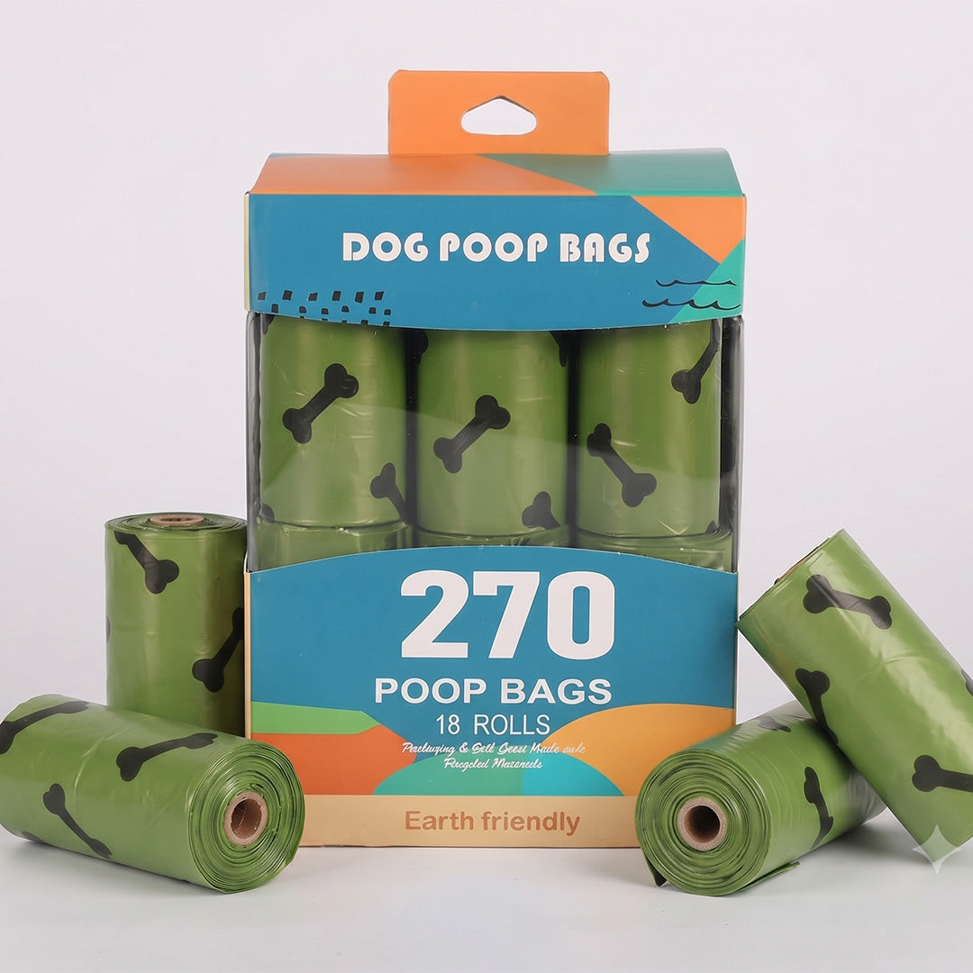 Premium 270-Count Dog Poop Bag Refills with Dispenser and Bone Pattern