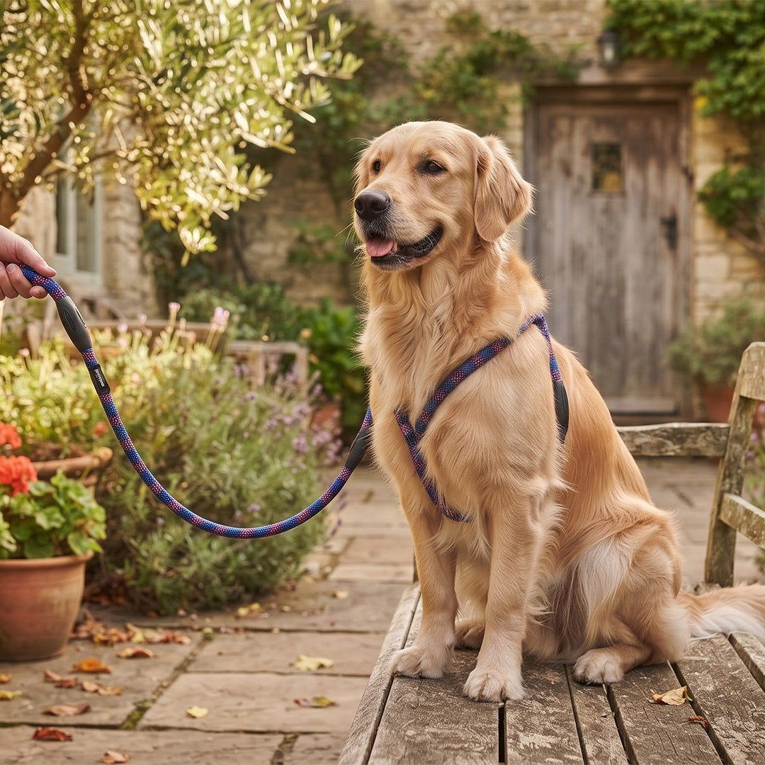 Premium Braided Rope Dog Leash and Harness Set