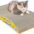 Curved Corrugated Cardboard Cat Scratching Board & Lounge Bed with Vibrant Cartoon Side Panels