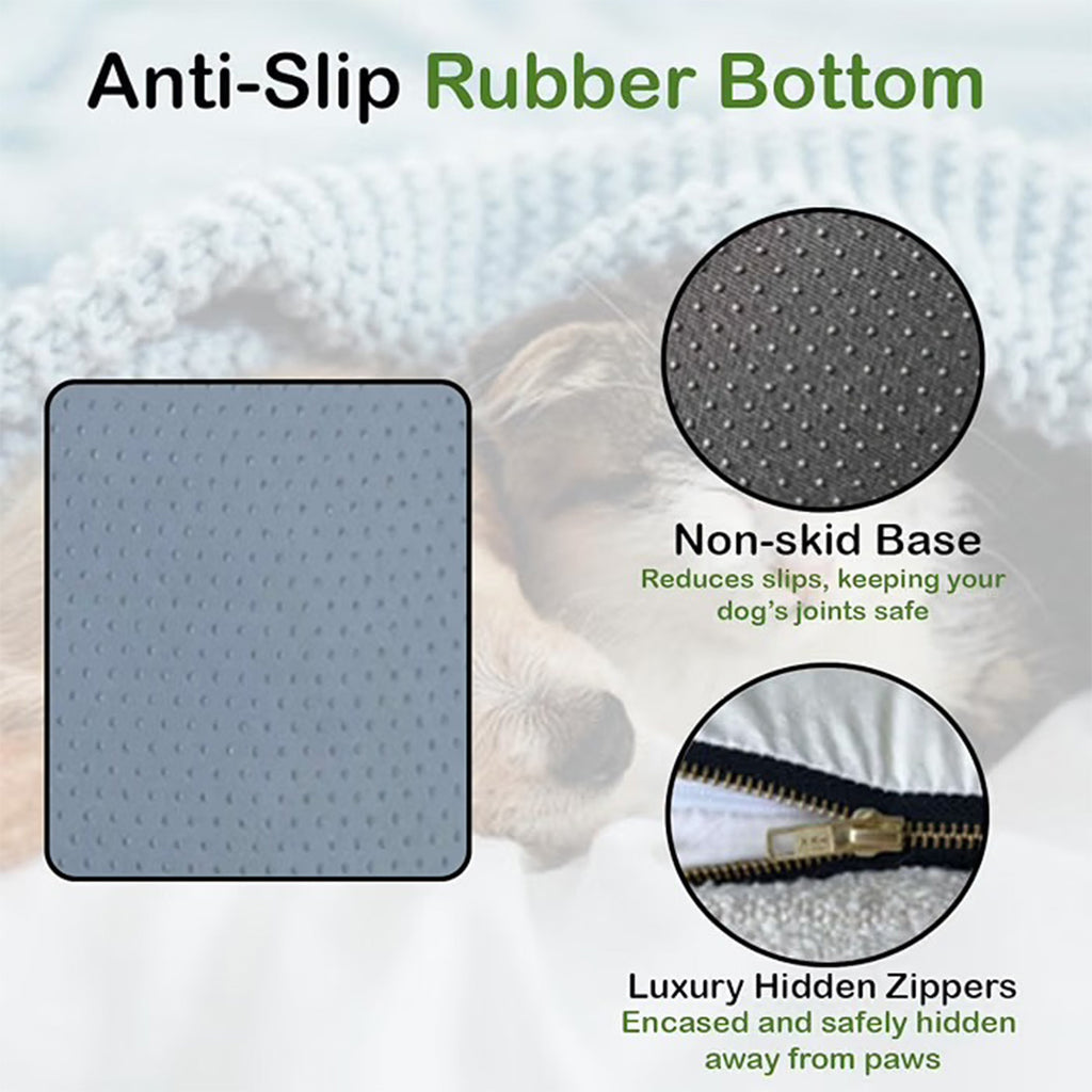 Green Plush Pet Bed with Checkered Accents and Attached Pillow