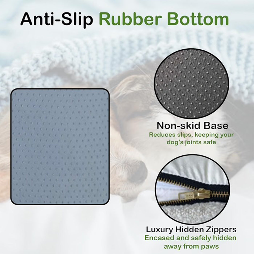 Green Plush Pet Bed with Checkered Accents and Attached Pillow