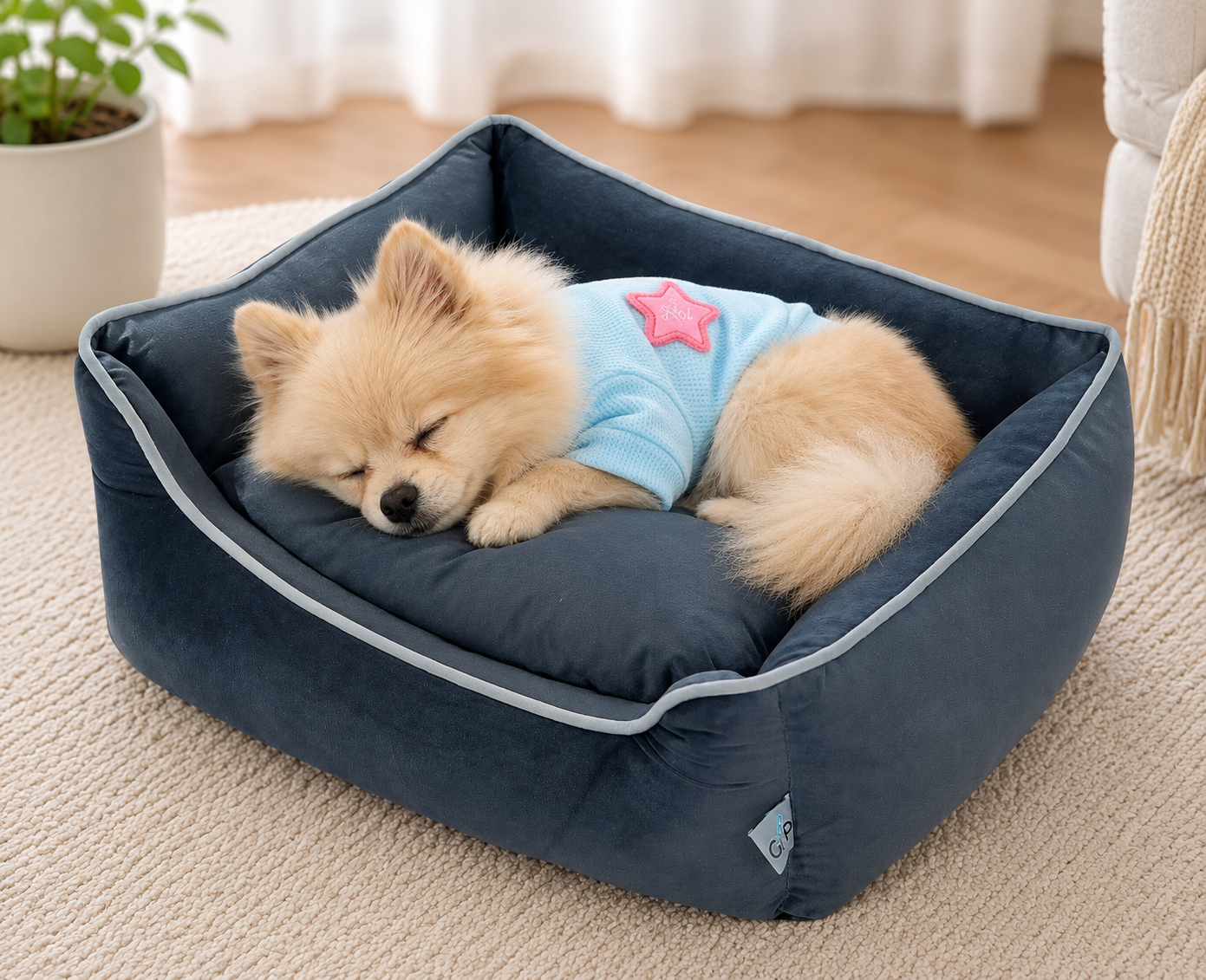 Luxury Orthopedic Plush Dog Bed with Soft Cushion – Cozy Pet Sleeping Sofa (Grey)