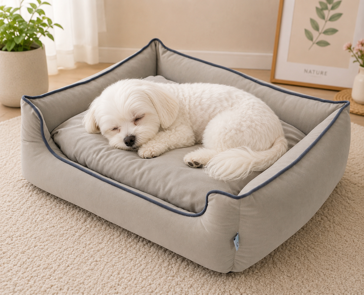 Luxury Orthopedic Dog Bed – Soft Plush Pet Sofa with Raised Bolster Support