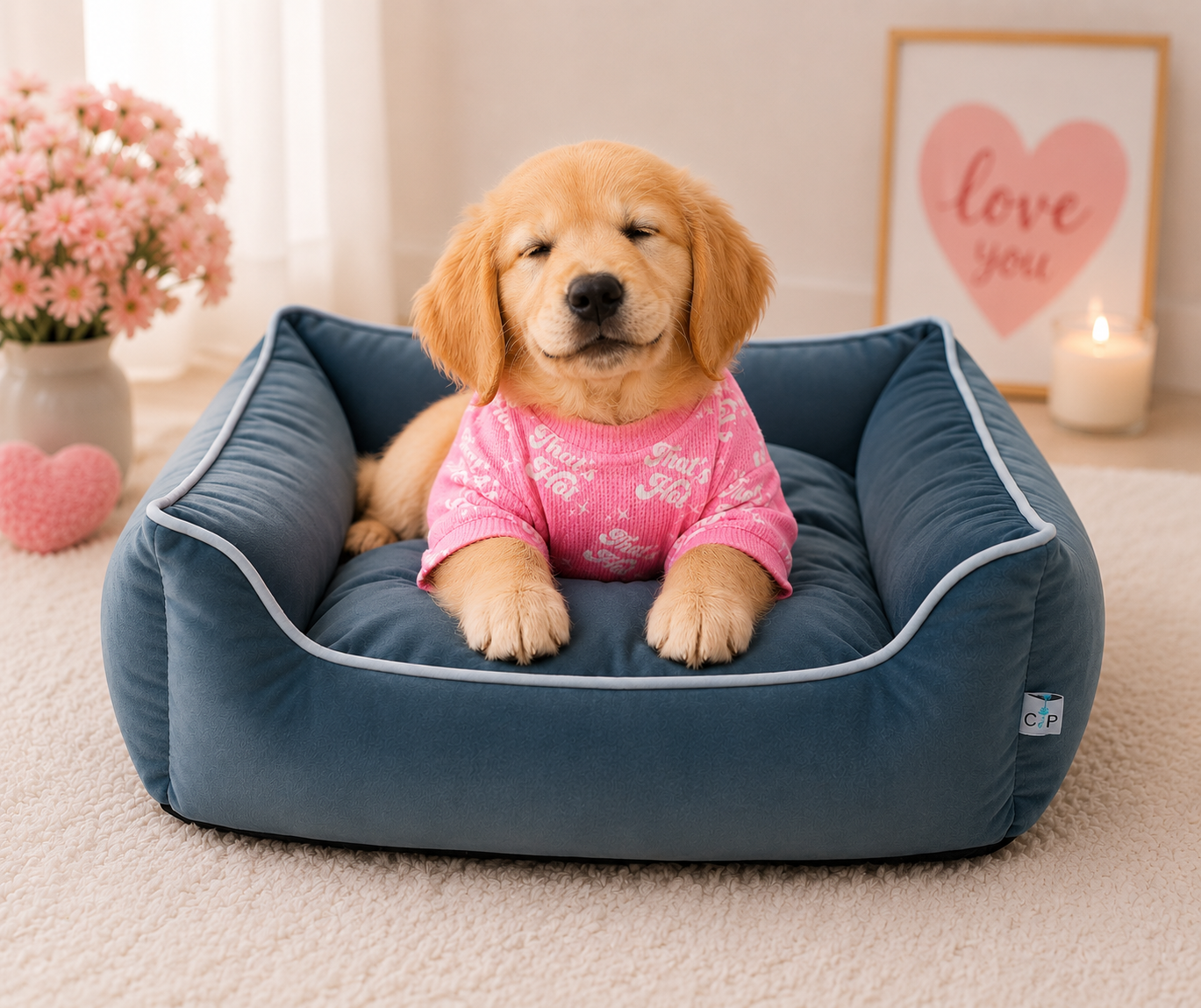 Premium Velvet Orthopedic Dog Bed – Soft Washable Pet Sofa with Raised Bolster Support