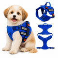 Premium Blue Service Dog Harness – No Pull Adjustable Reflective Pet Vest