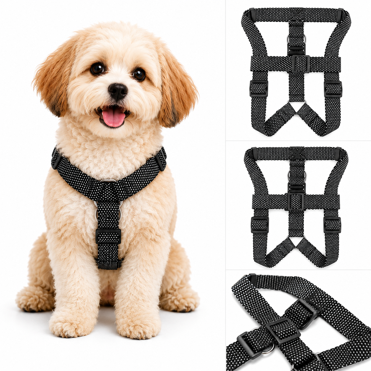 Reflective Adjustable Dog Harness – No Pull Soft Walking Vest for Small & Medium Dogs
