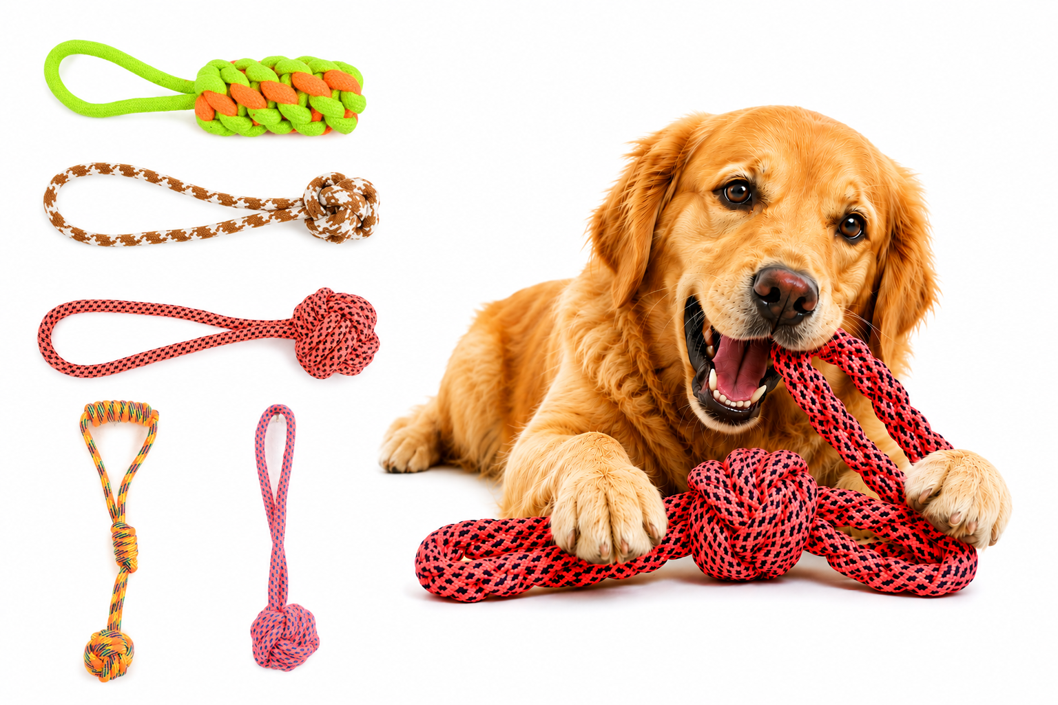 Interactive Rope Dog Toy Set – Durable Chew & Tug Toys for Puppies and Dogs
