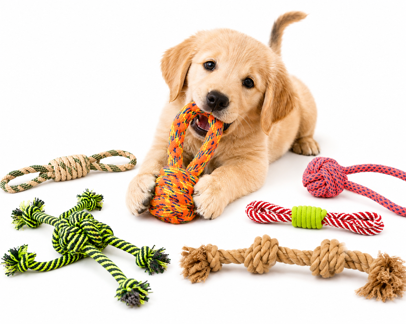 Premium Interactive Rope Dog Toy Set – Durable Chew, Tug & Dental Cleaning Toys for Puppies and Dogs